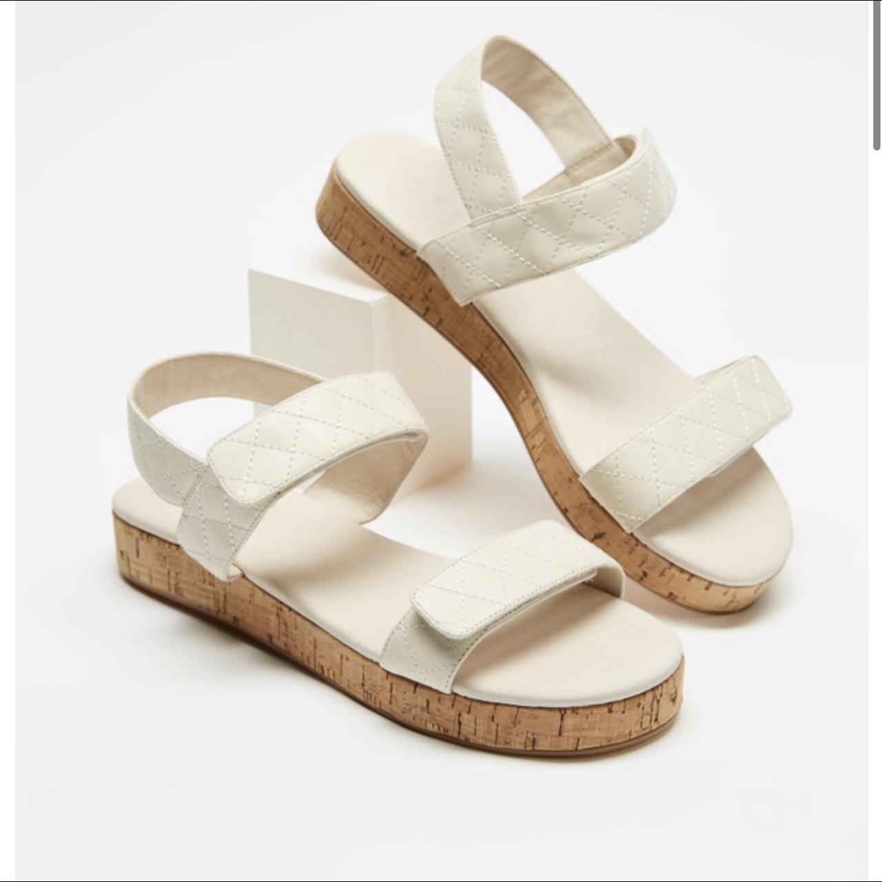 Women's White and Tan Sandals | Depop