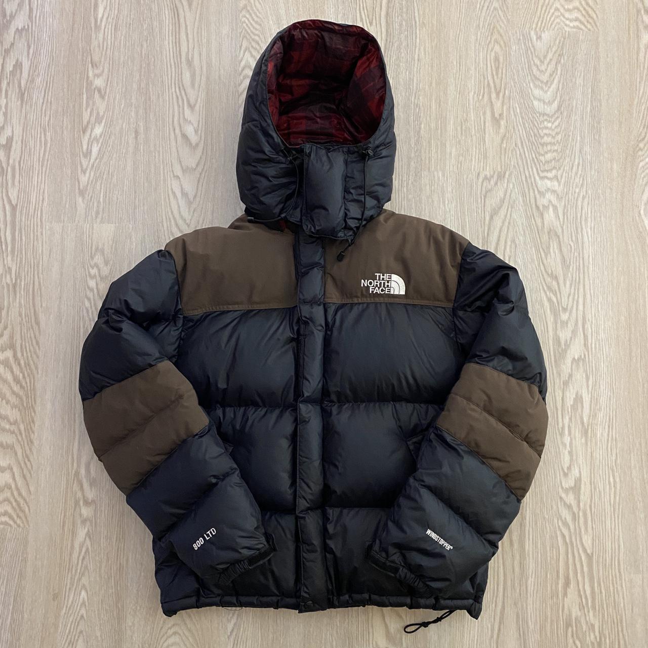 brown north face puffer jacket depop