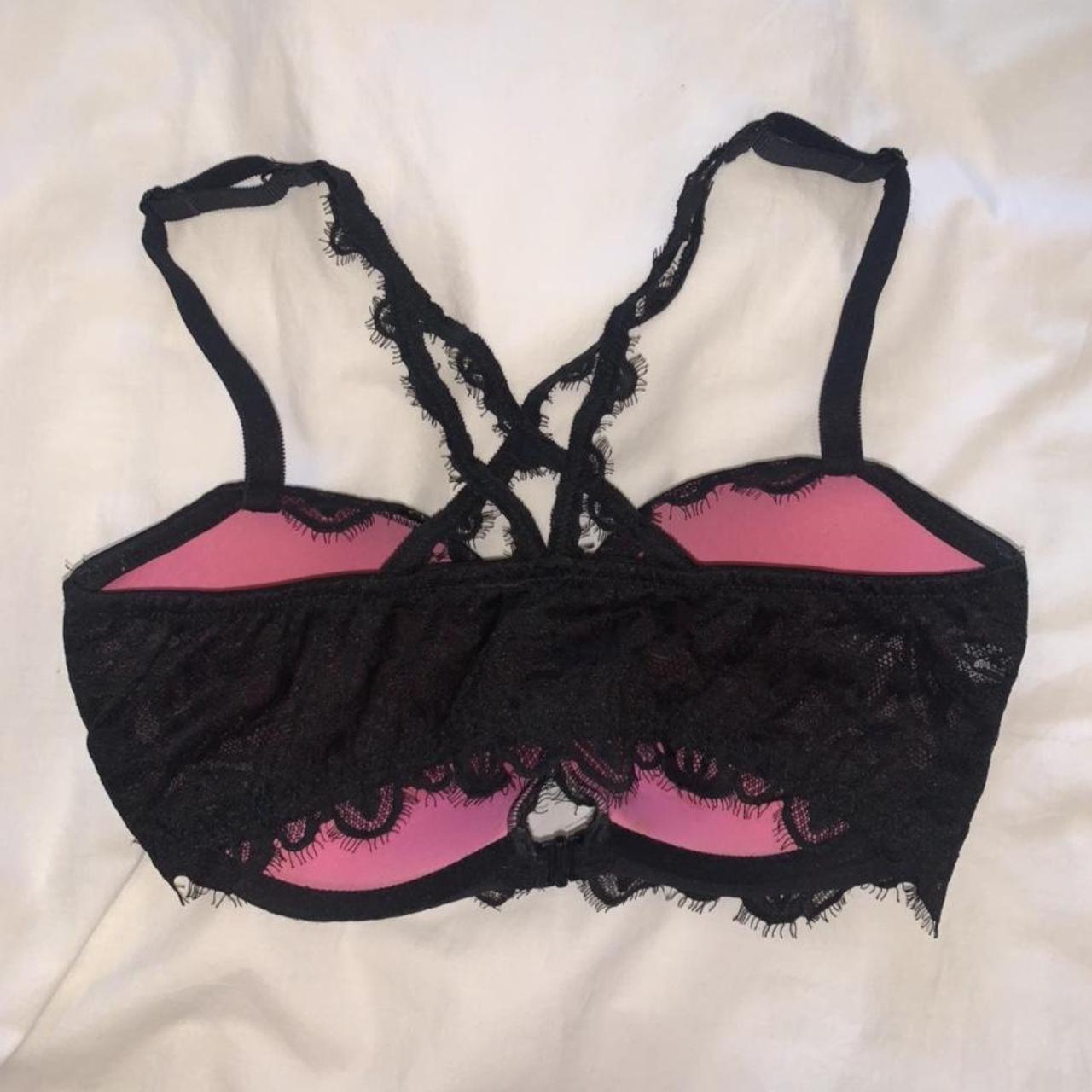 Victorias Secret Black Lace Bra 34dd Front Clasp Depop