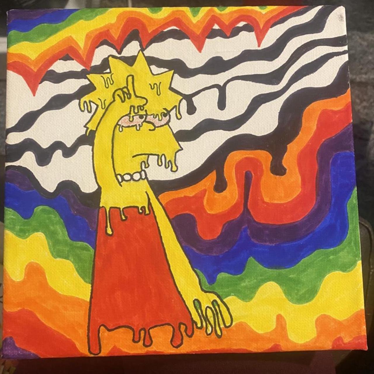 Beautiful handmade 4x4 Lisa Simpson canvas made - Depop