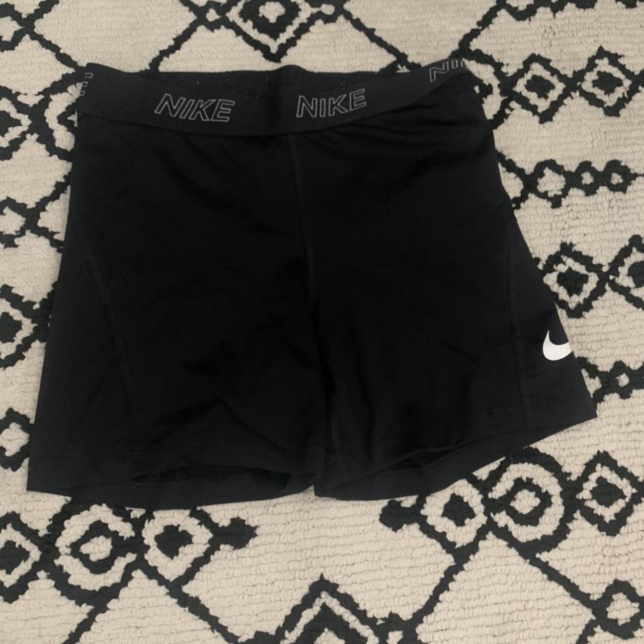 black nike shorts with symbol on side. in good... - Depop
