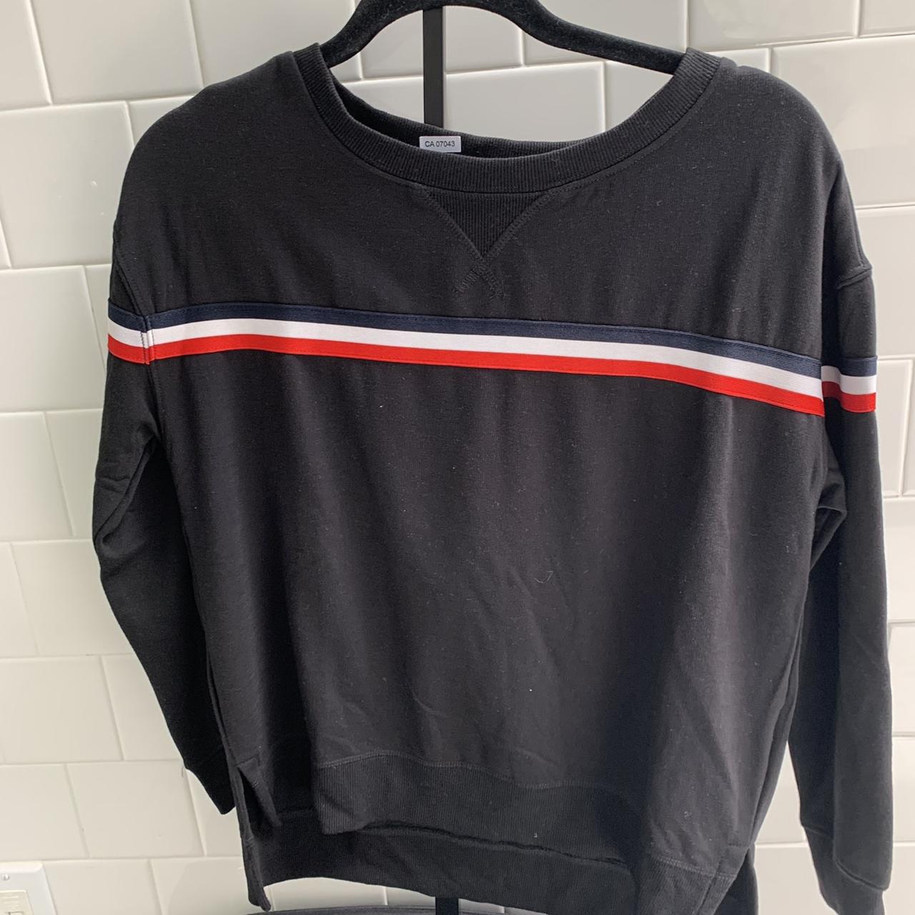 Adorable Black Crewneck/Sweater. Red white and blue... - Depop
