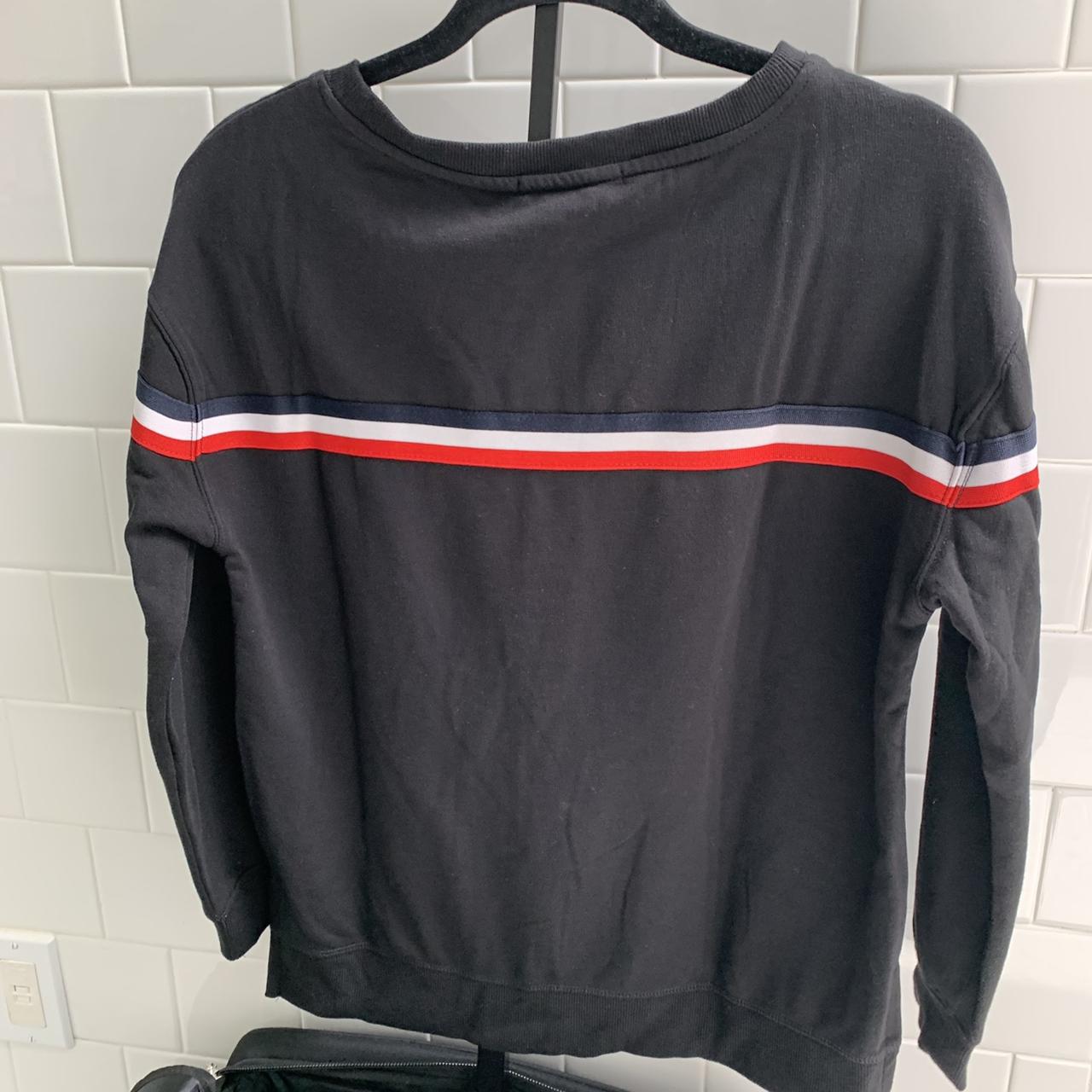 Adorable Black Crewneck/Sweater. Red white and blue... - Depop
