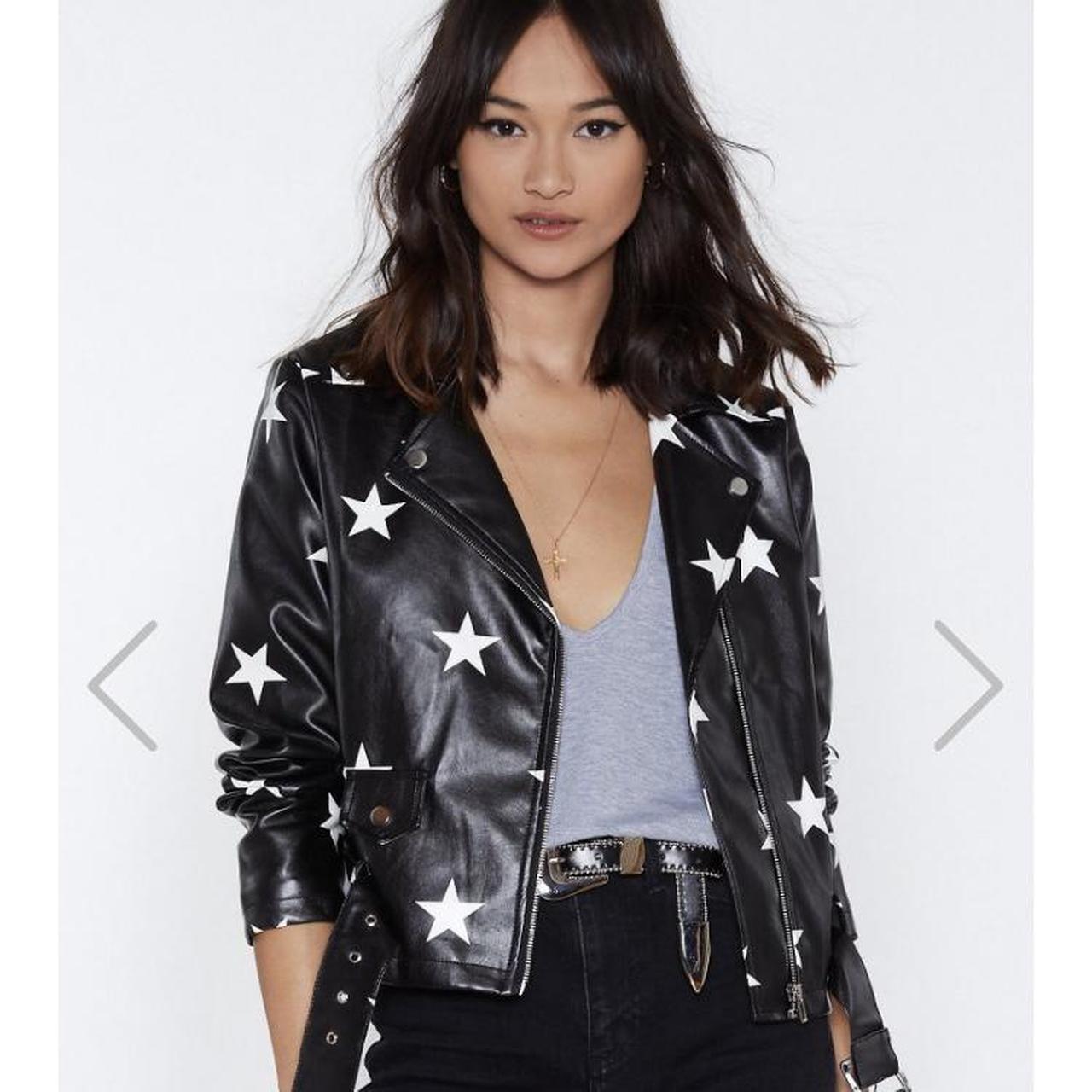 black and white star leather jacket