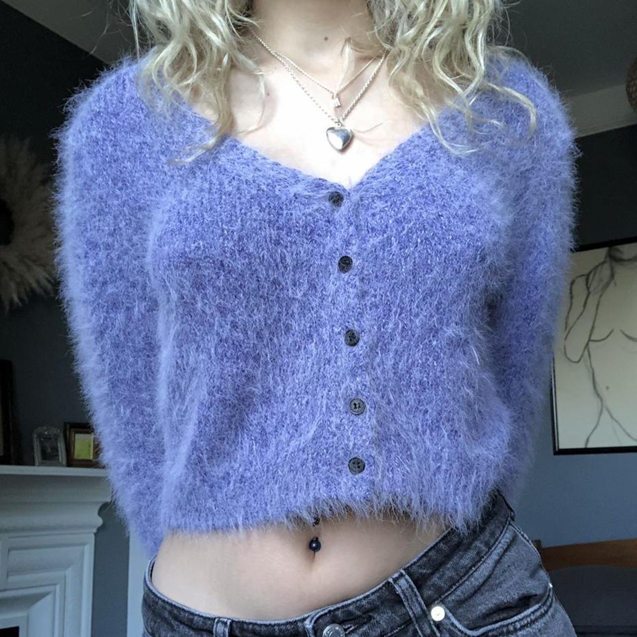 URBAN OUTFITTERS FLUFFY CARDIGAN 🤍UK size XS 🤍8/10... Depop