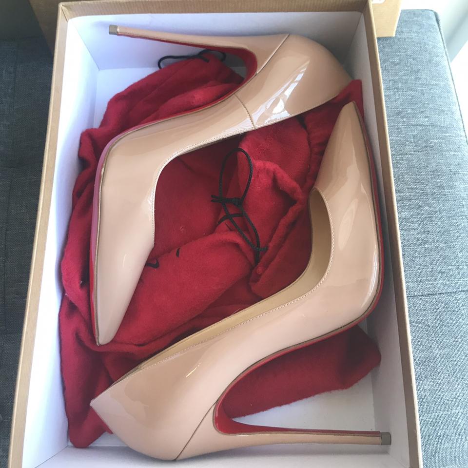 Nude Spiked Christian Louis Vuitton red bottoms used - Depop