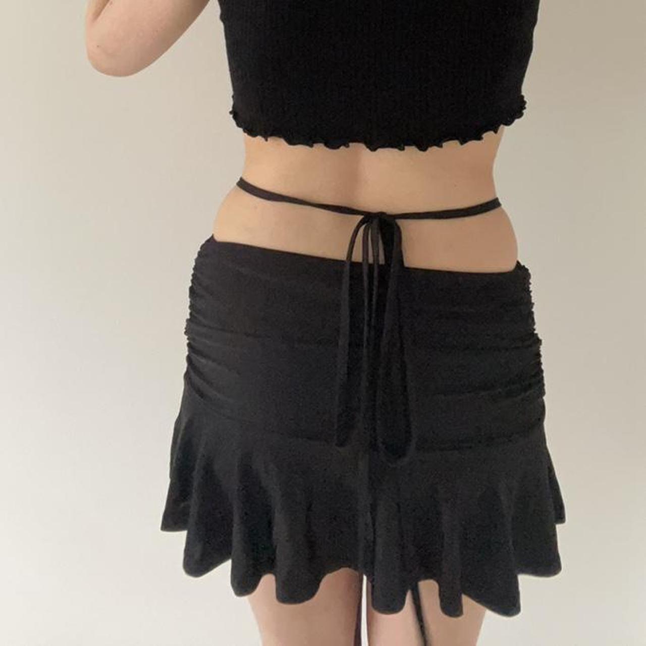 Trendy black frill 2000s y2k miniskirt with whale... - Depop