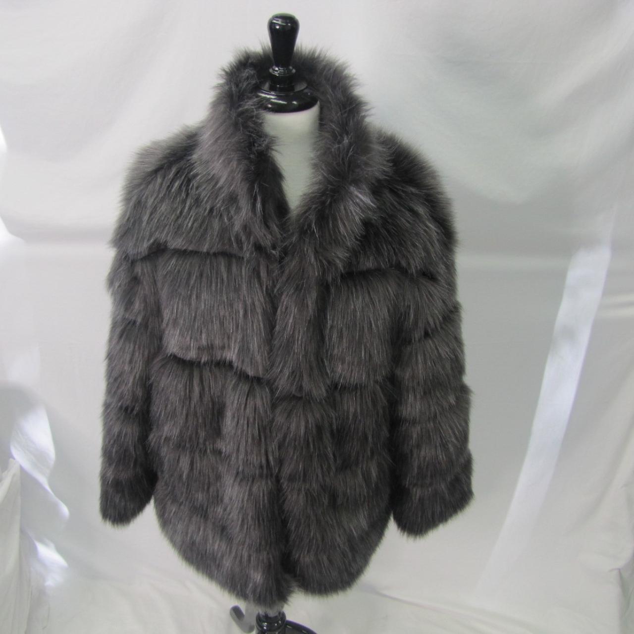 Grey pelted faux fur coat hotsell