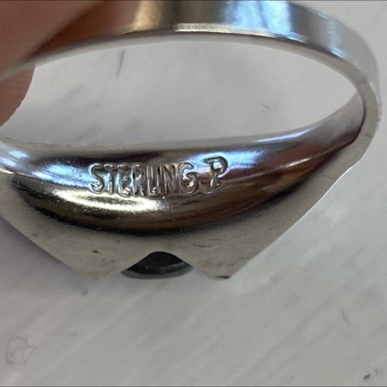 Vintage sterling silver plated hematite ring 💍 size... - Depop