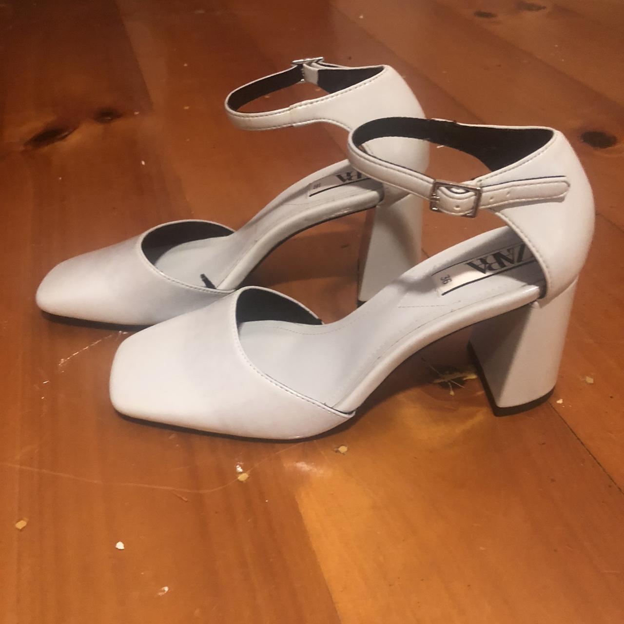 90’s style Mary Jane Zara heels in a baby light blue... - Depop