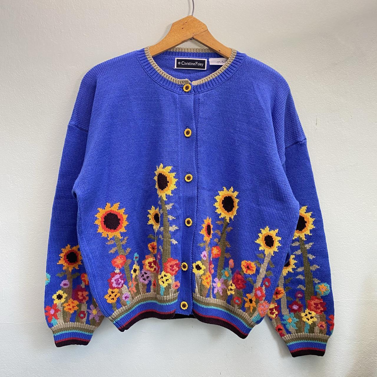 Product Image 2 - vintage sunflowers colorful knit cardigan
