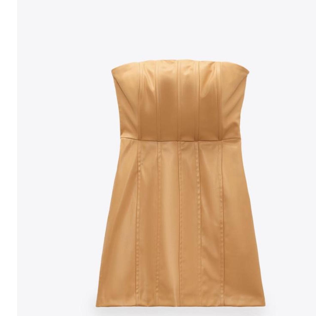 Zara faux leather caramel dress Brand new and never... Depop