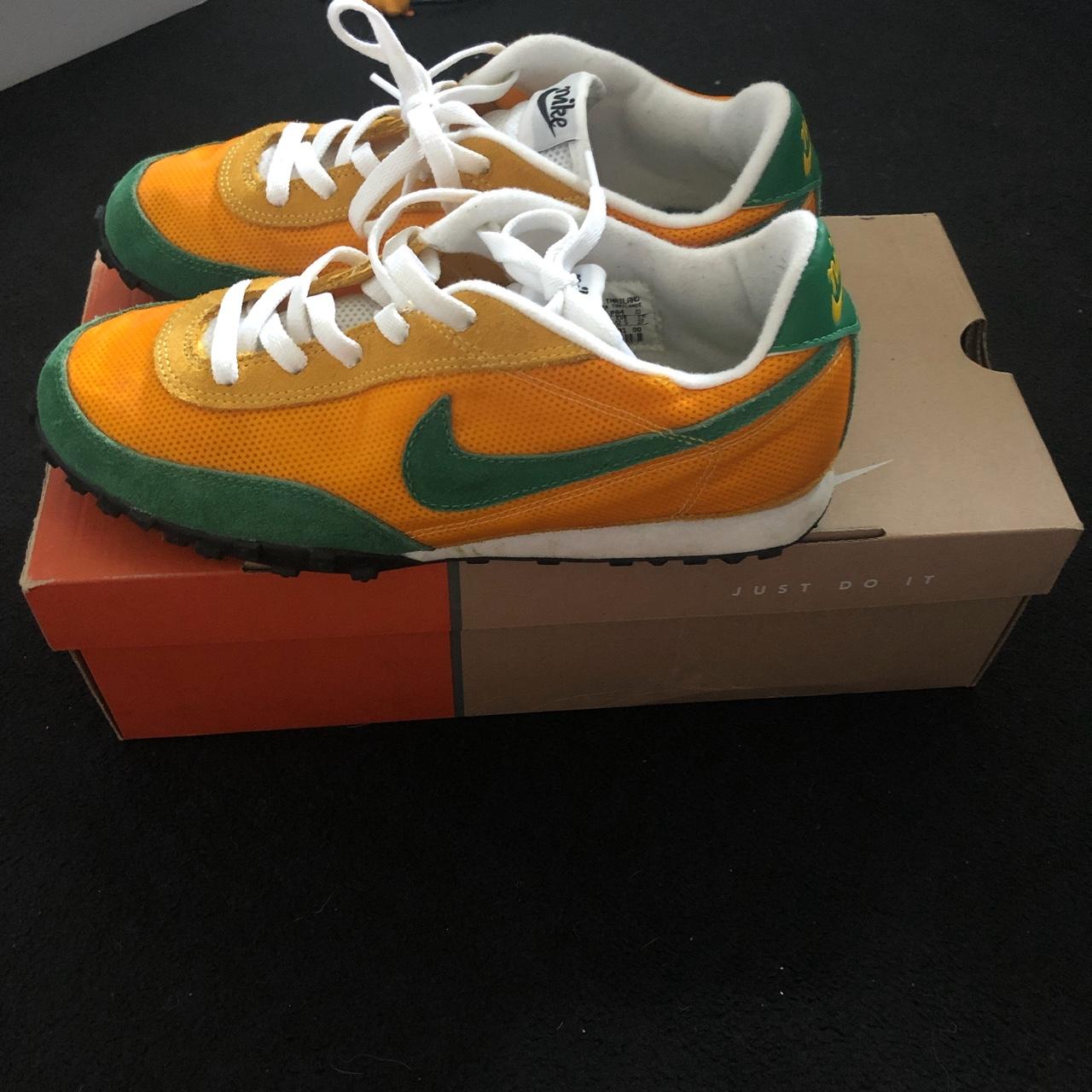 Nike Waffle Racer II 2002 Yellow/ Pine Green 9/10... - Depop