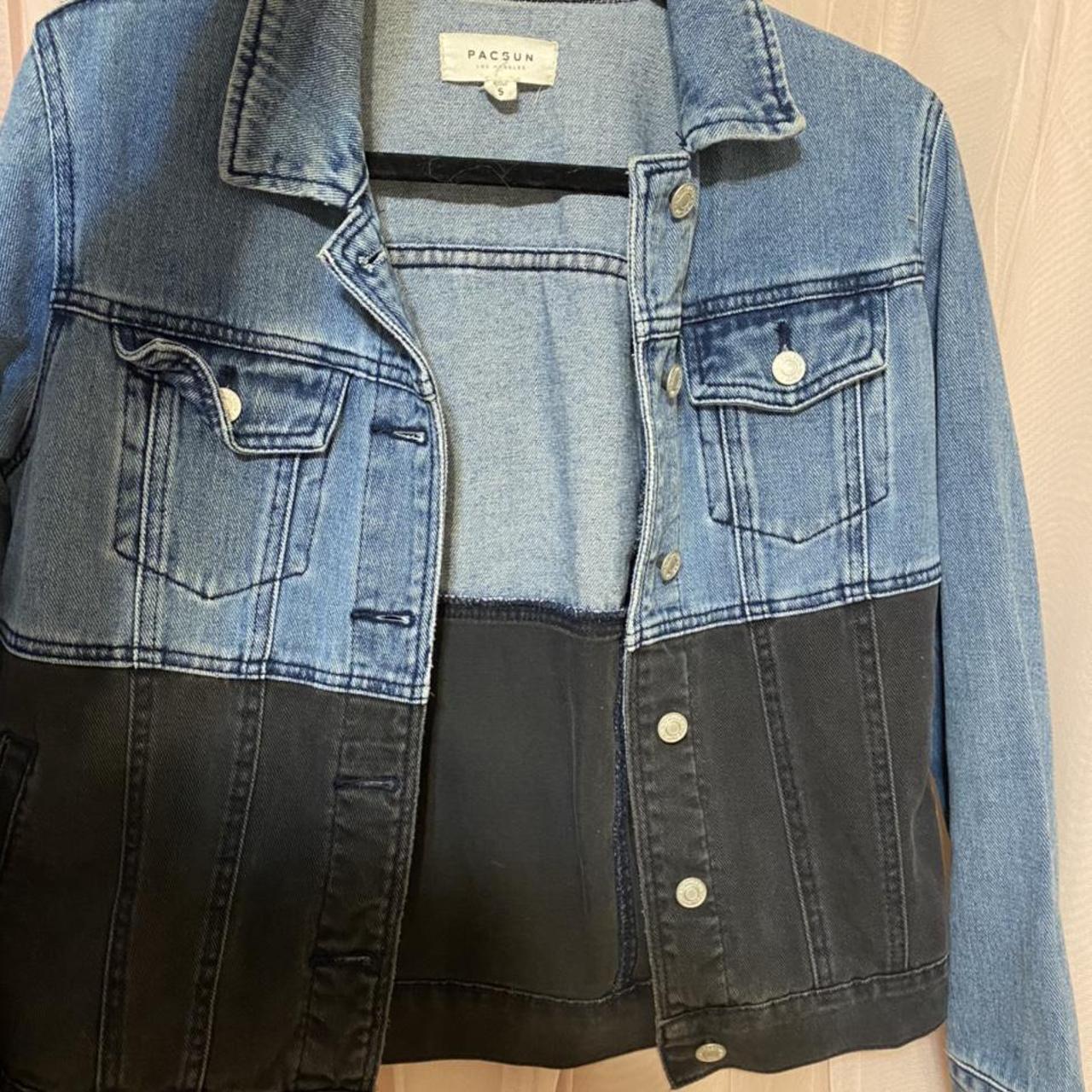 HALF BLACK HALF DENIM JACKET FROM PACSUN Only worn a... Depop