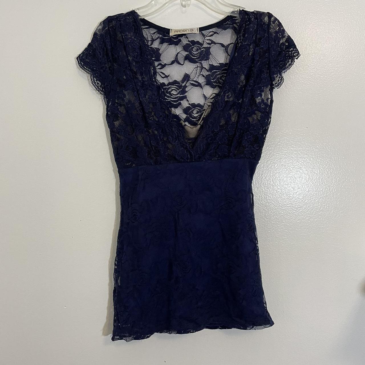 navy blue lace top absolutely beautiful top,... - Depop