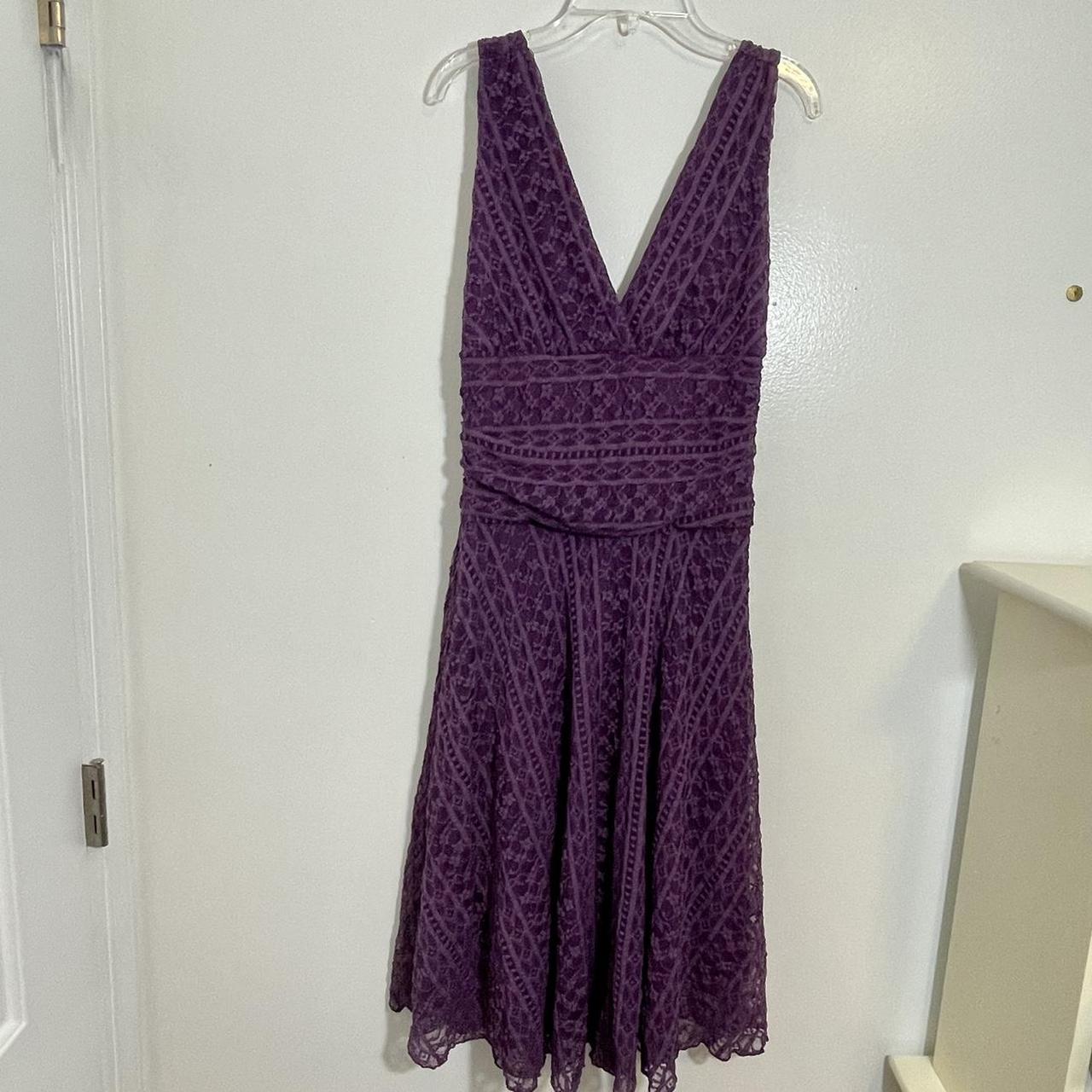 long purple lace dress in like new condition, from... - Depop