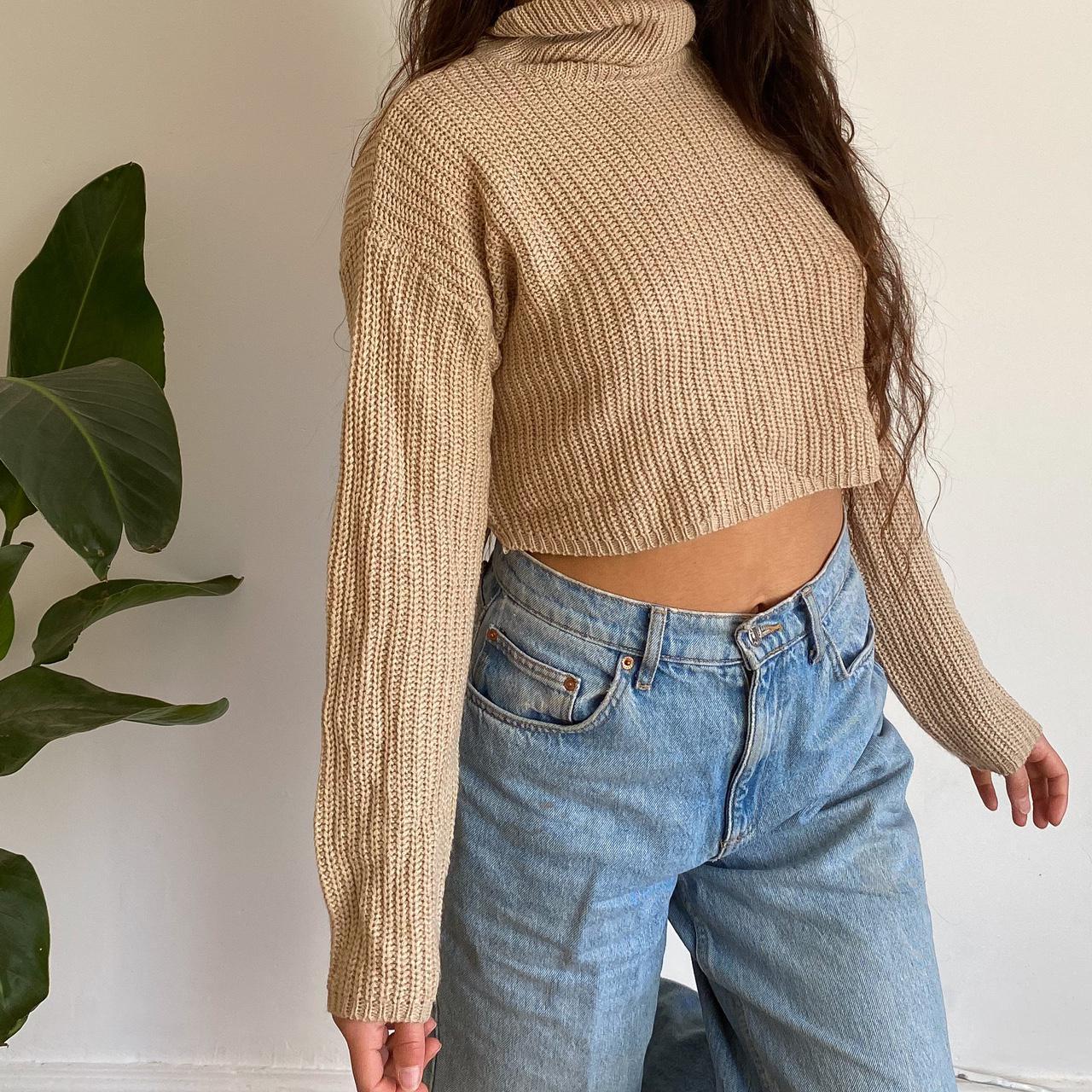 Missguided Women's Cream and Brown Jumper Depop