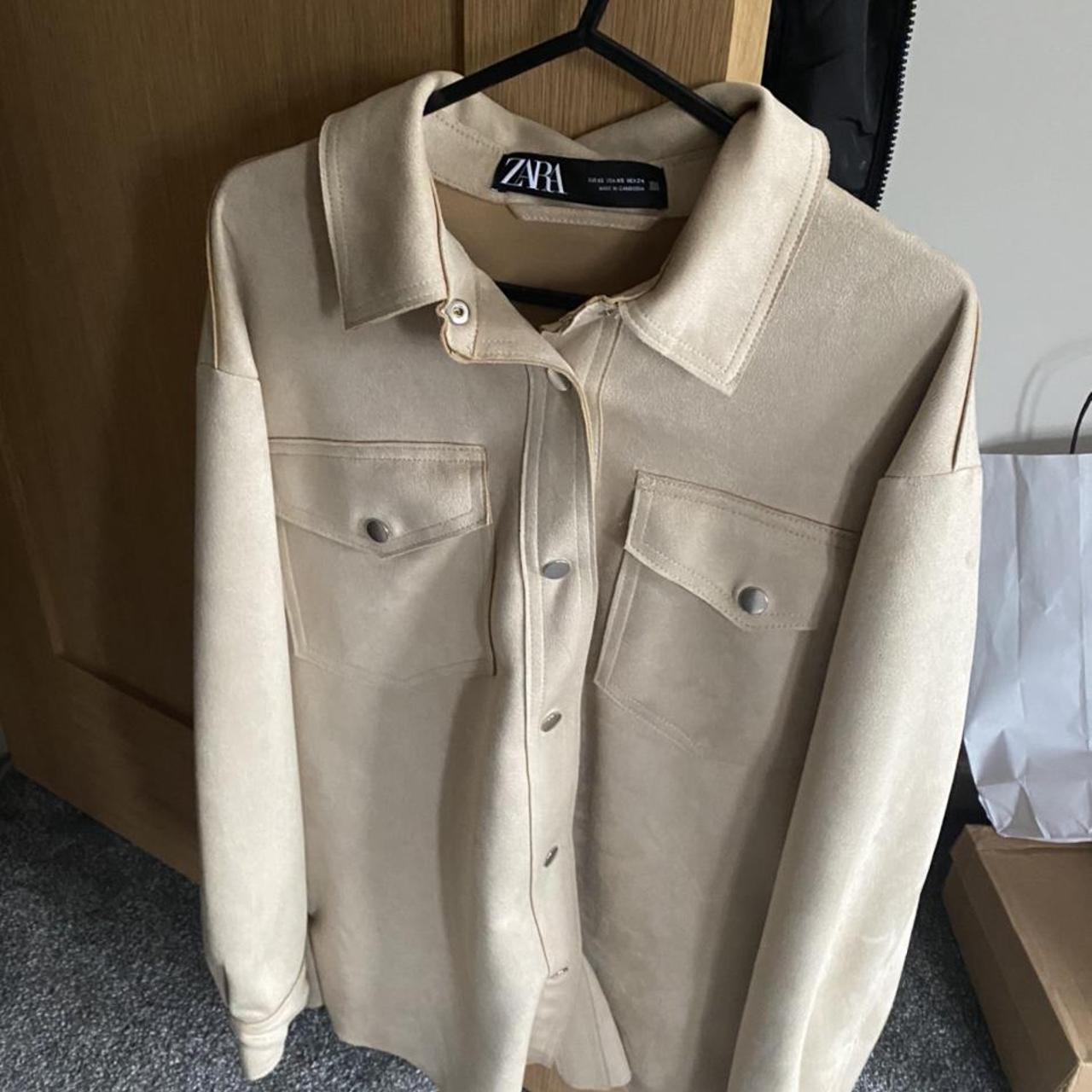 Zara cream beige suede shacket jacket oversized.... - Depop