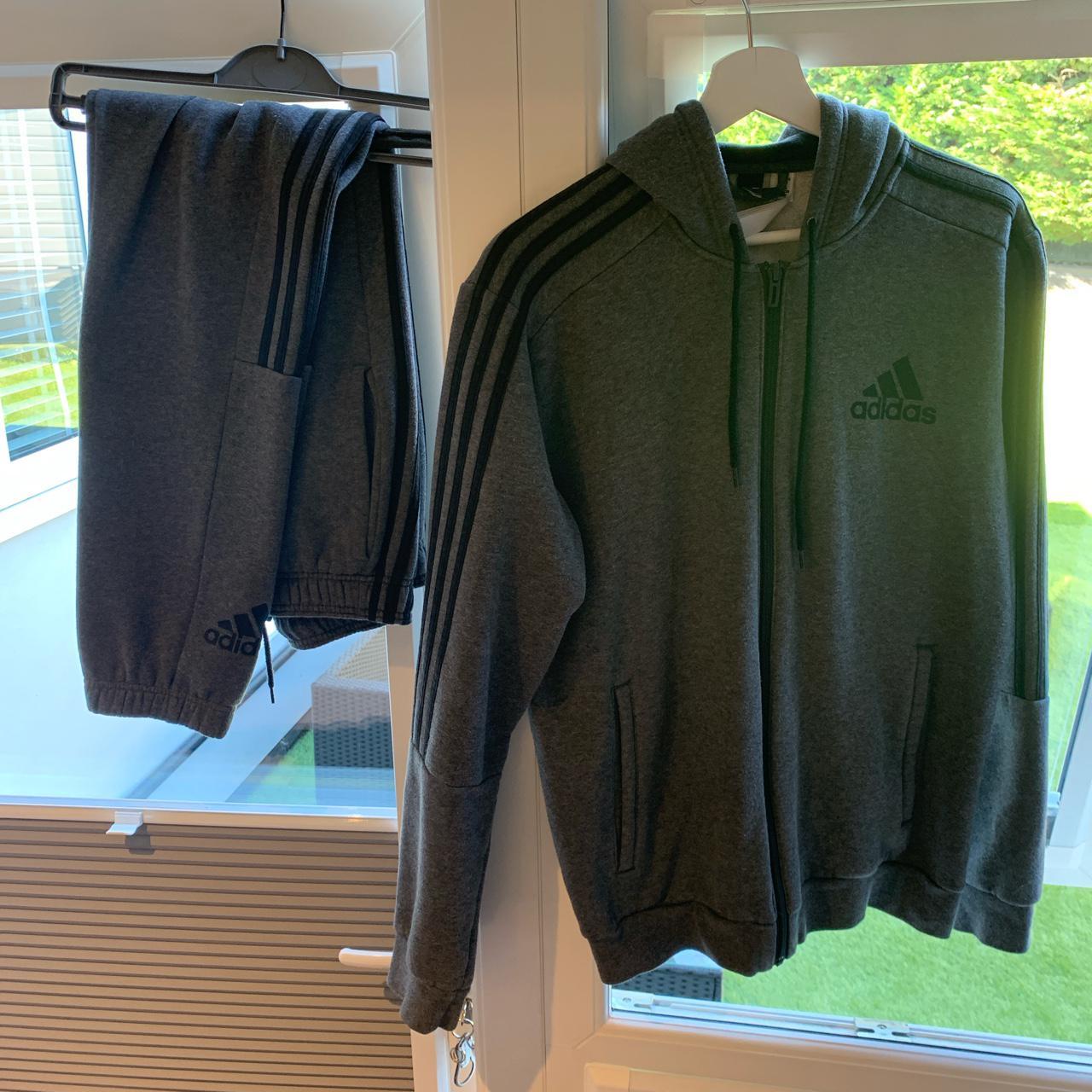 Grey Adidas Tracksuit Hoodie Size Medium Bottoms Depop