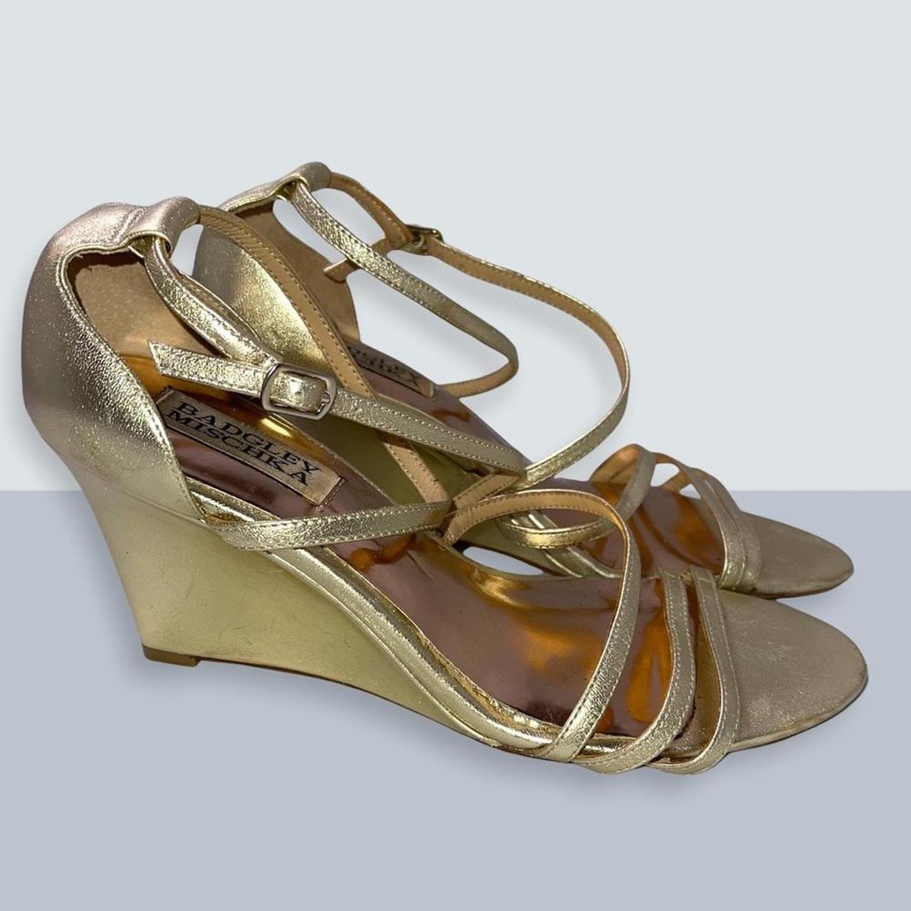 Product Image 1 - Badgley Mischka Gold Strappy Wedges.