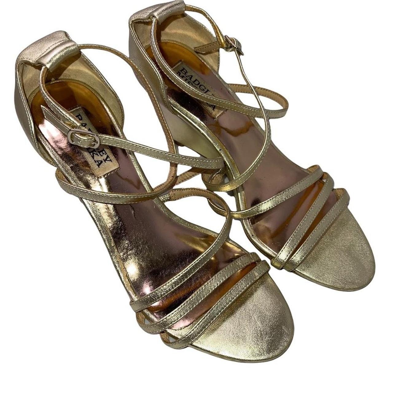 Product Image 2 - Badgley Mischka Gold Strappy Wedges.