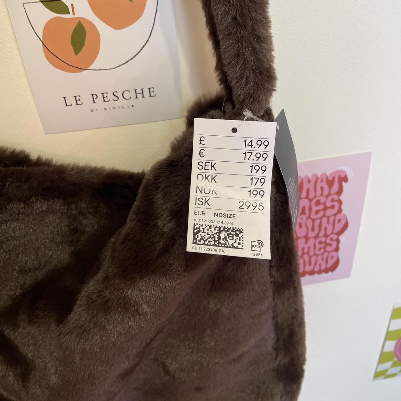 H&M brown fluffy messenger/tote bag, great... Depop