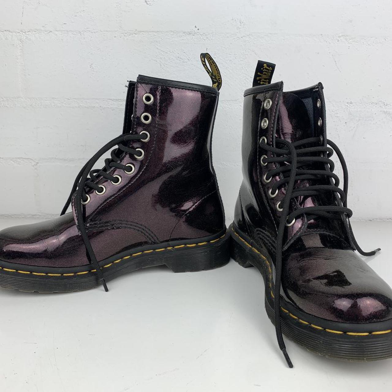 Doc Martens purple glitter combat style boots size 6... Depop