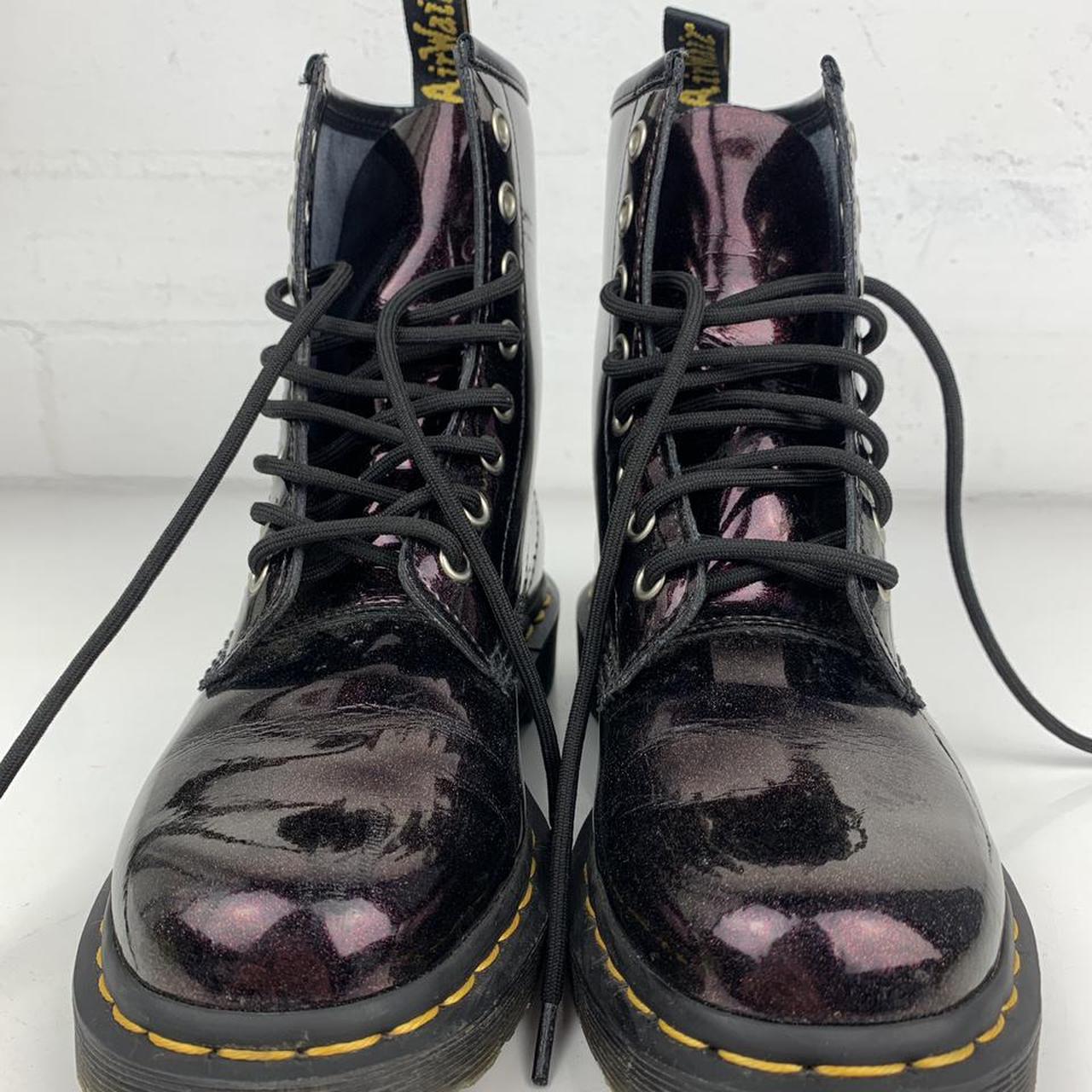 Doc Martens purple glitter combat style boots size 6... - Depop