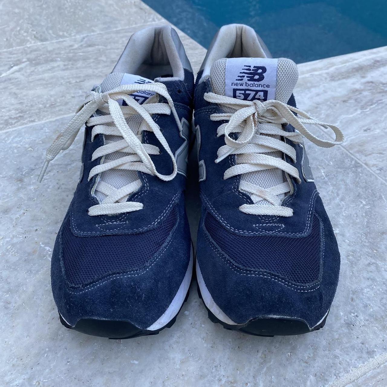 Authentic Vintage Y2k Navy and white New Balance 574... - Depop