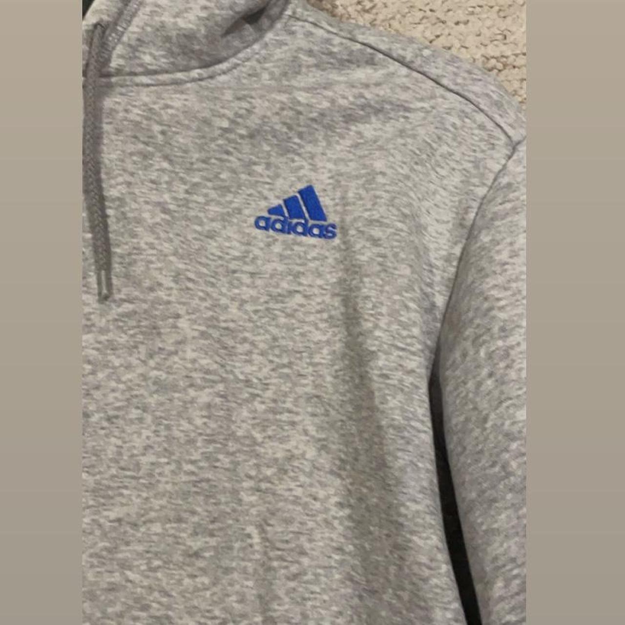 Adidas Men's Grey and Blue Hoodie | Depop