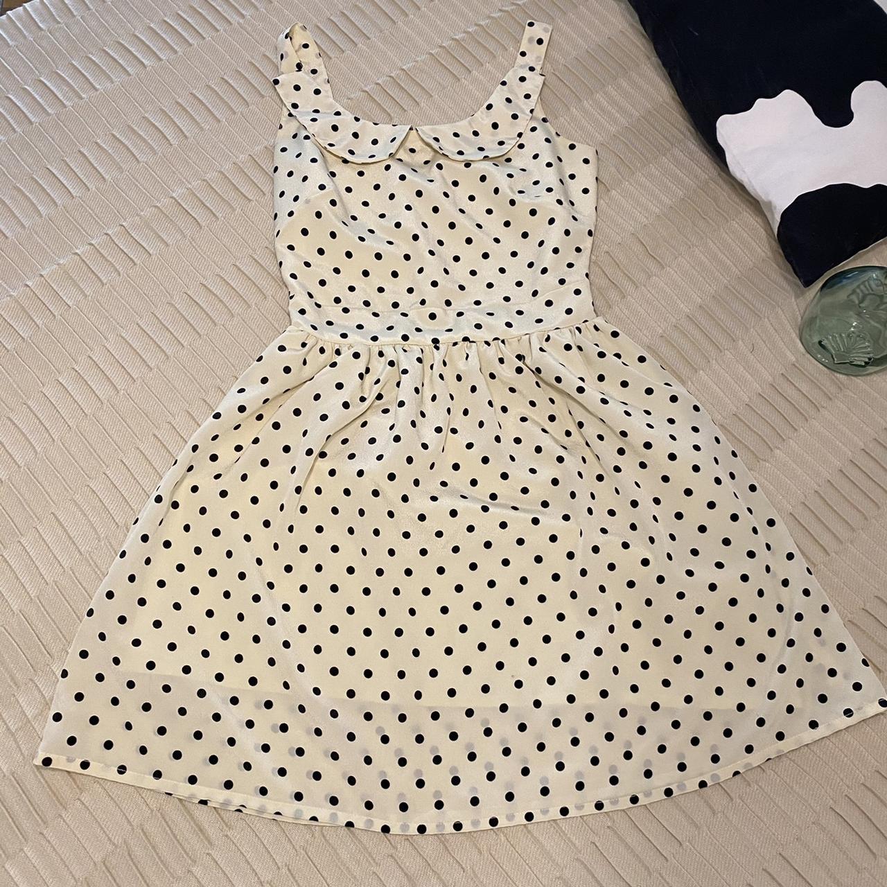 Description: cute cream/ white and black polka dot... - Depop