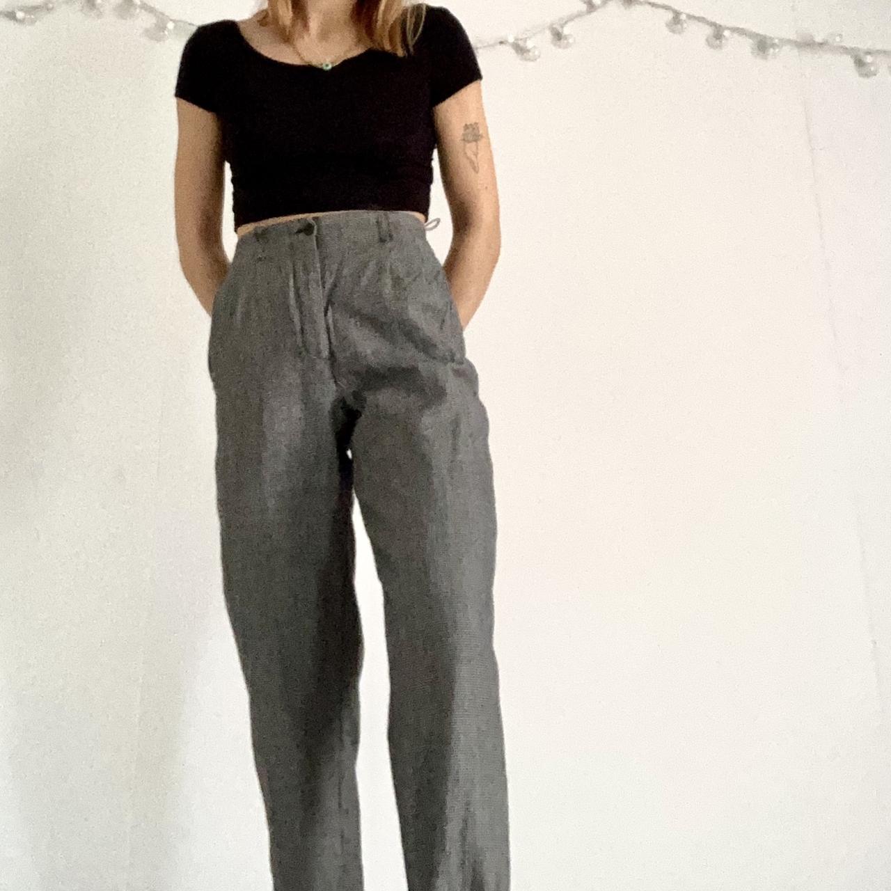 Women's Black and White Trousers | Depop