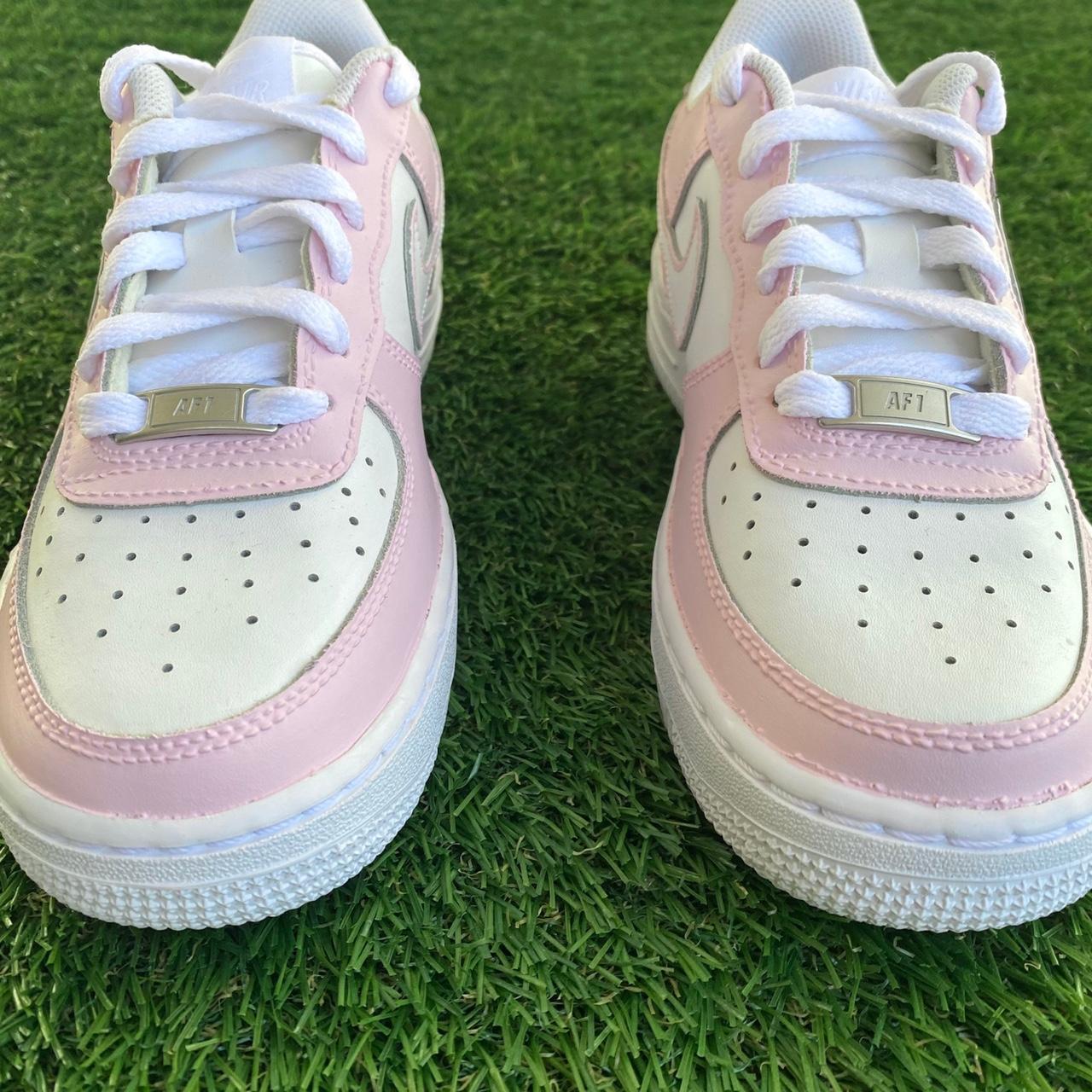 Nike Women S Pink And White Trainers Depop