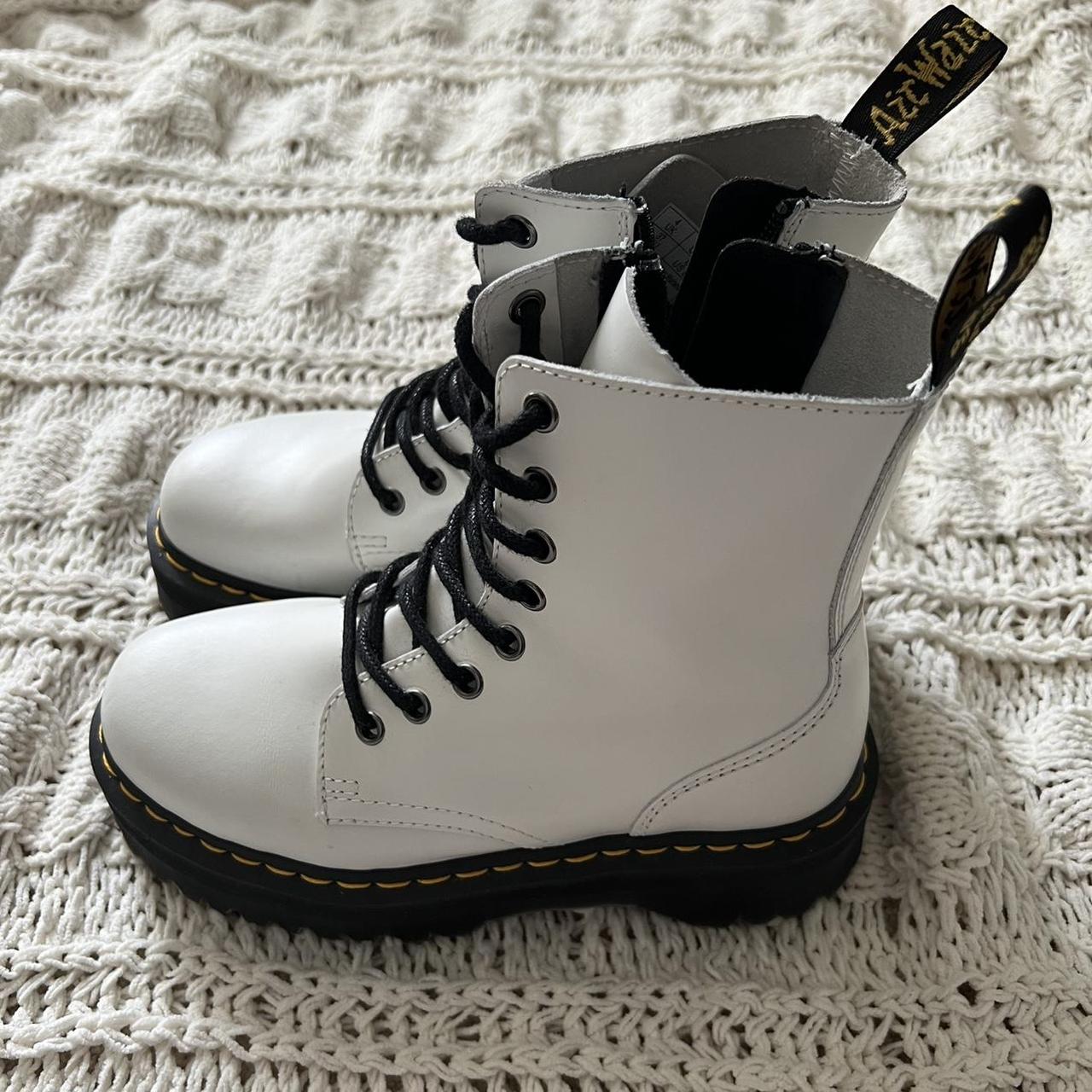 Dr. Martens Jadon Smooth Leather Platform Boots (Smooth White)