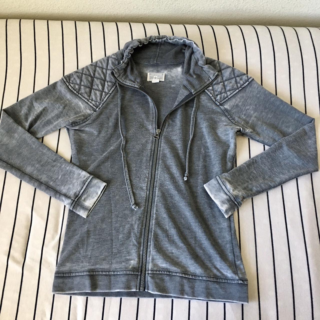 Women s Converse One Star gray zip up jacket. This Depop