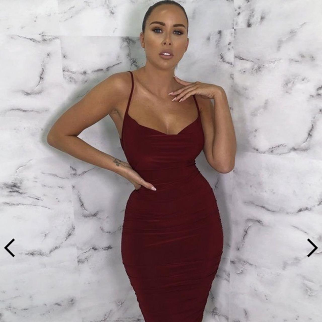 burgundy tight dress