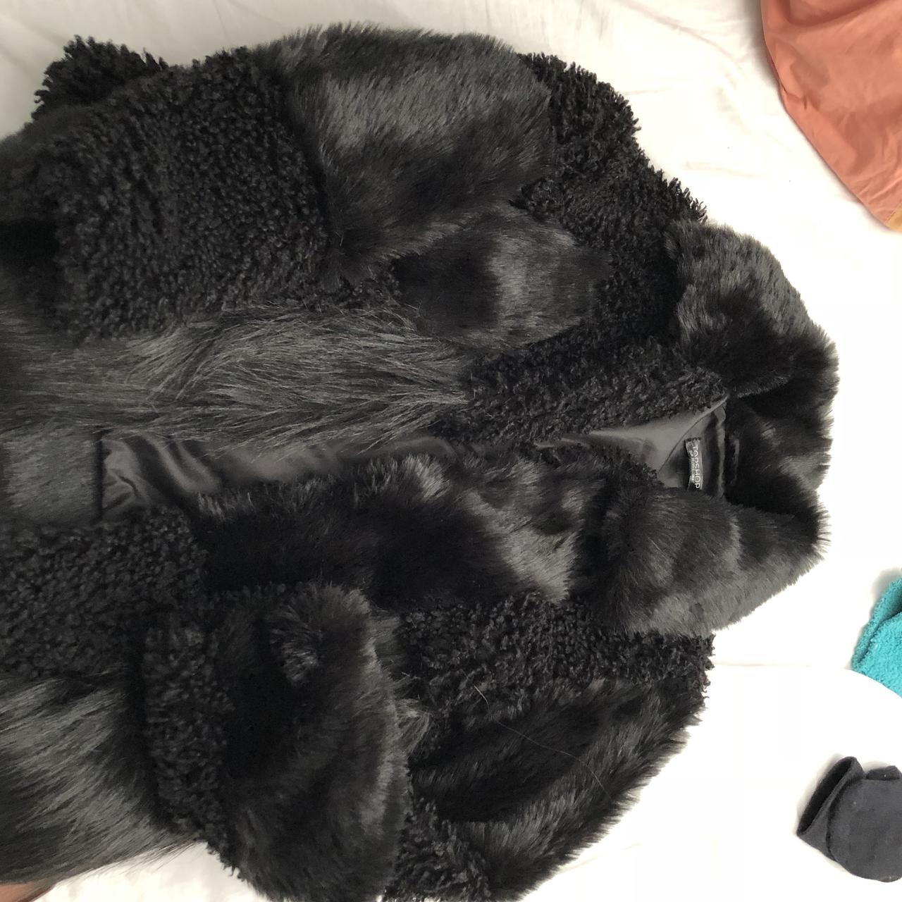 Topshop black fur on sale jacket