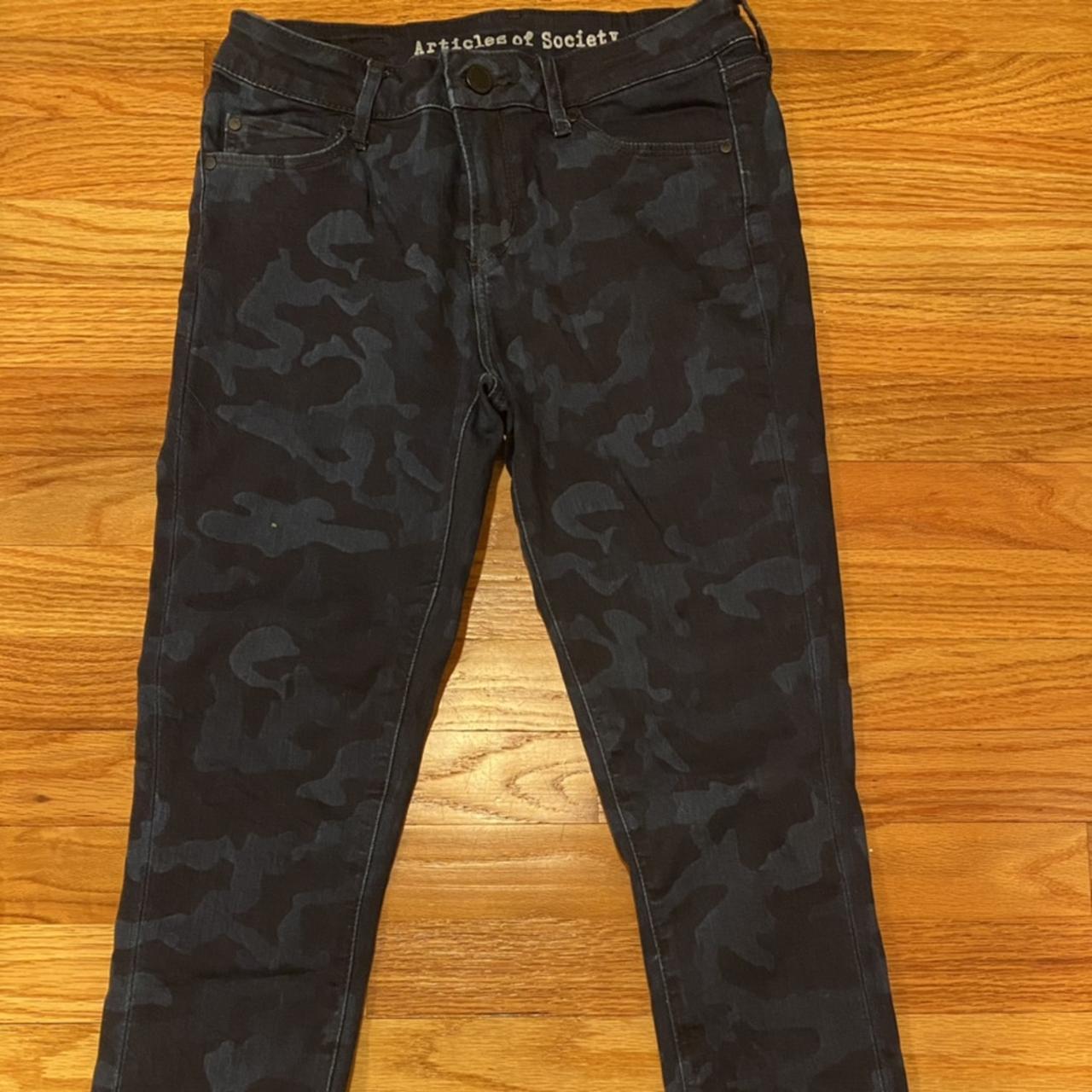 Articles Of Society Blue Camouflage Skinny Jeans Depop   P0 