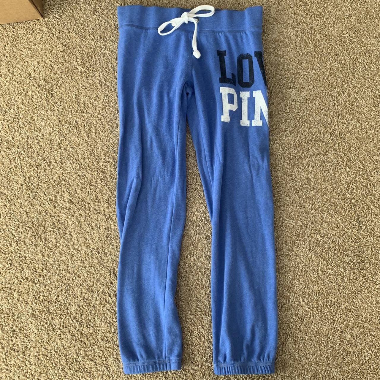 Blue Victoria’s Secret LOVE PINK Joggers Size... - Depop