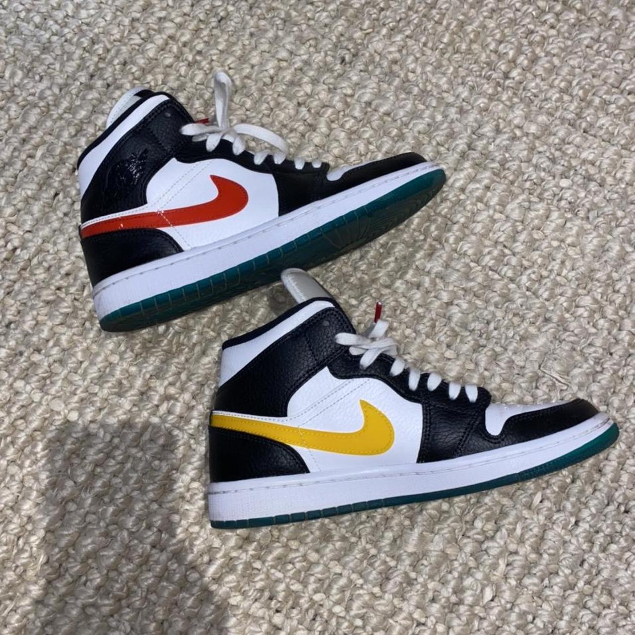 air jordan 1 mid alternates red and yellow swooshes