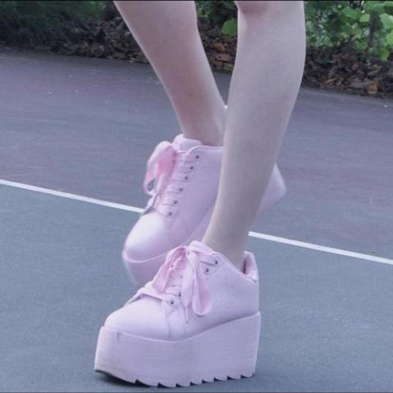 YRU LaLa Velcro Pink Velvet Platform Sneakers PINK LALA VELCRO/ PINK VELVET  - PLNDR