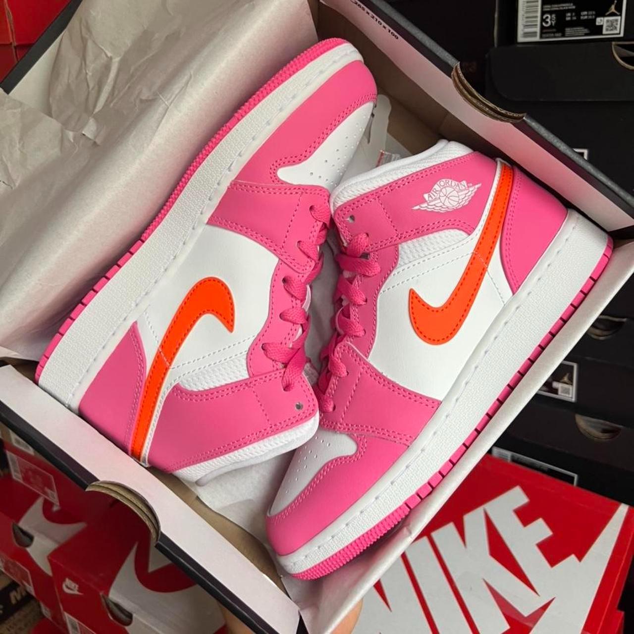 NIKE AIR JORDAN 1 PINK PINKSICLE WHITE AND ORANGE ... - Depop