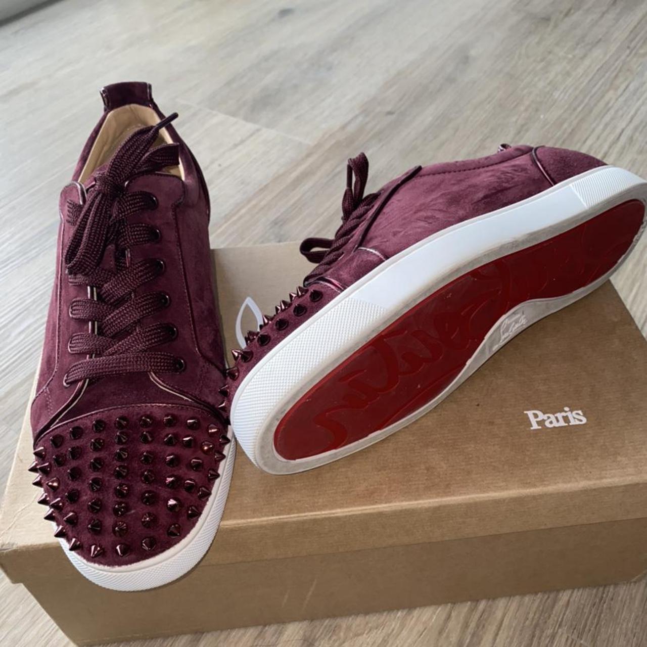 Burgundy louboutin sneakers sale