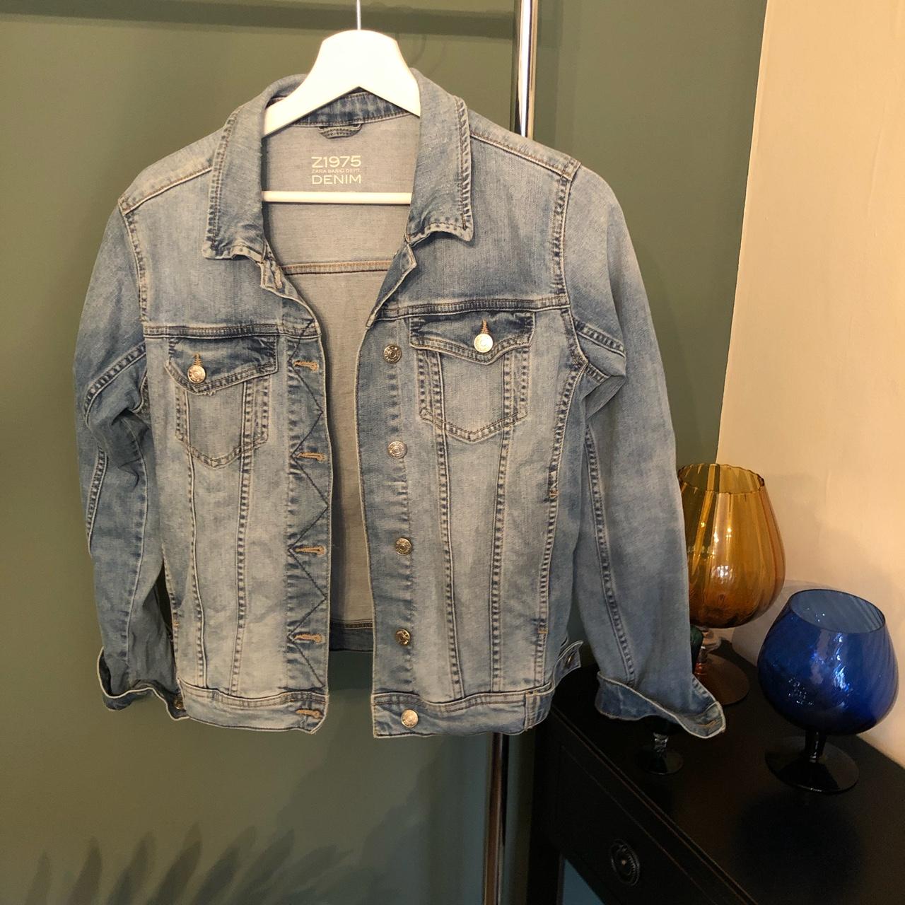 Xara denim jacket, slight stretch, faded denim.... - Depop