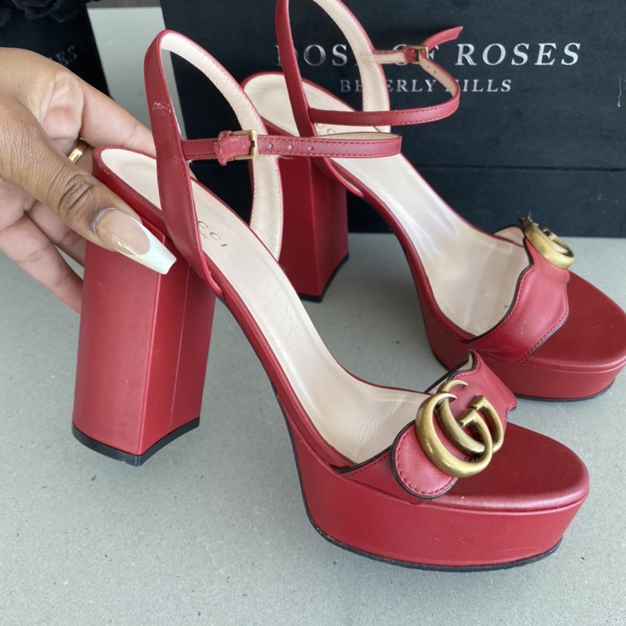 red gucci platform sandals