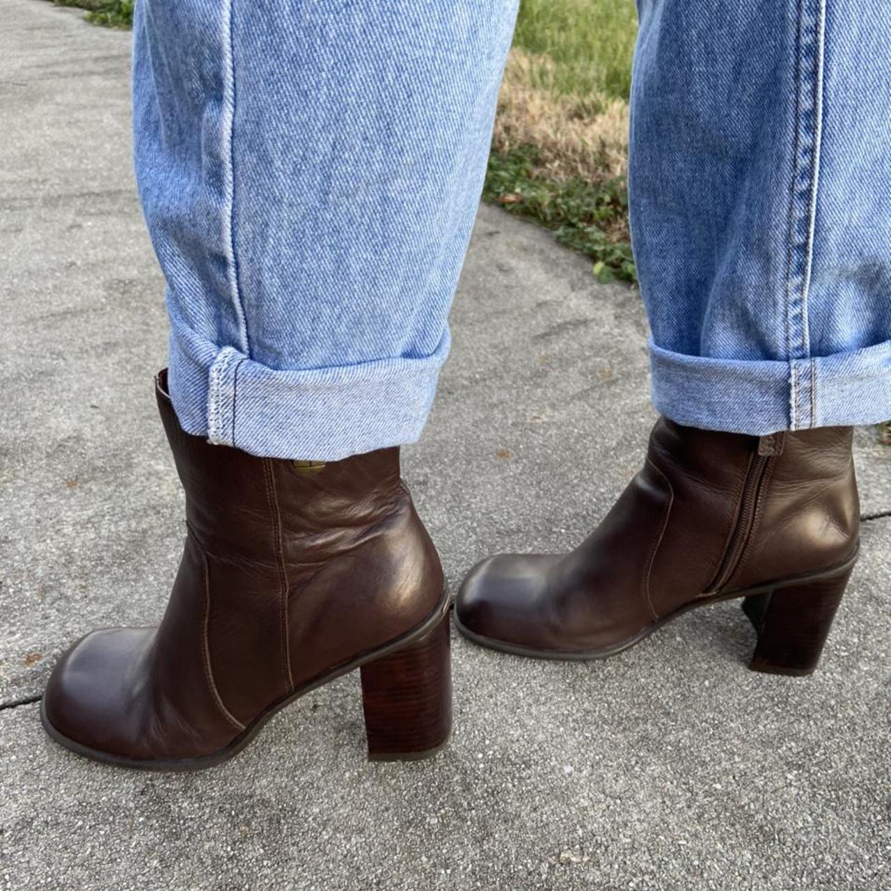 Vintage 90s Chunky Ankle Boots With Block Heel Depop   P0 