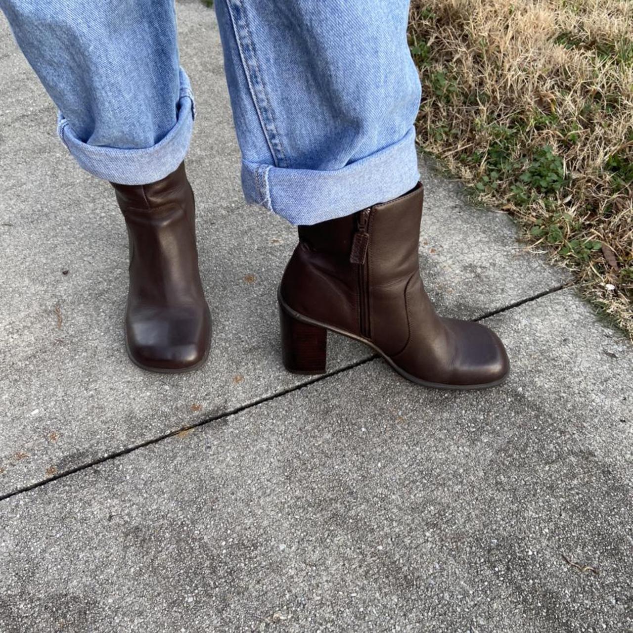 Vintage 90s Chunky Ankle Boots With Block Heel Depop   P0 