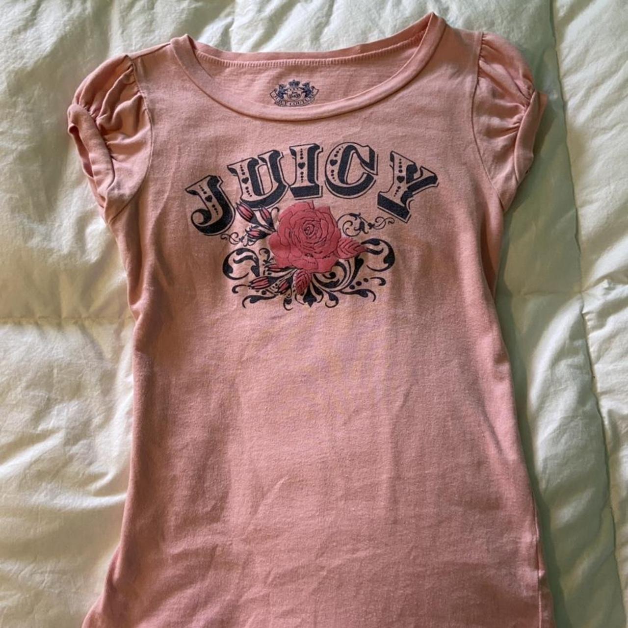 Vintage y2k pink Juicy Couture baby tee. Velvet rose... - Depop