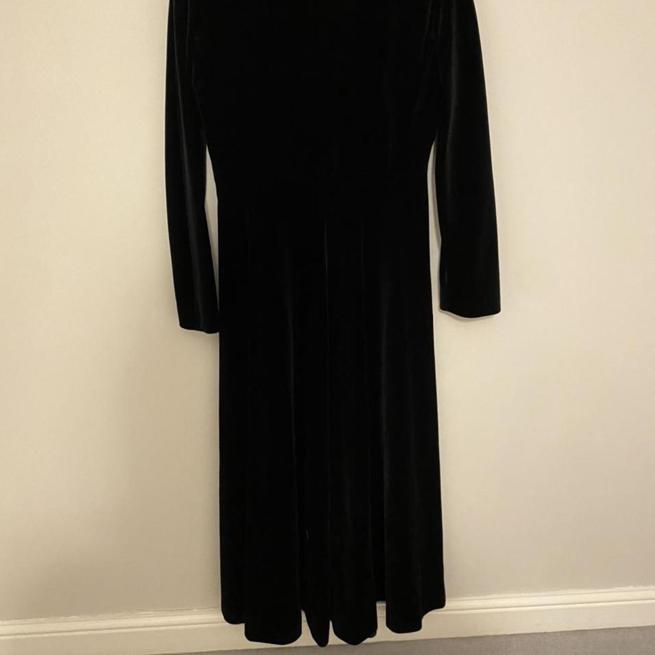 Long velvet black button up evening coat - the top... - Depop