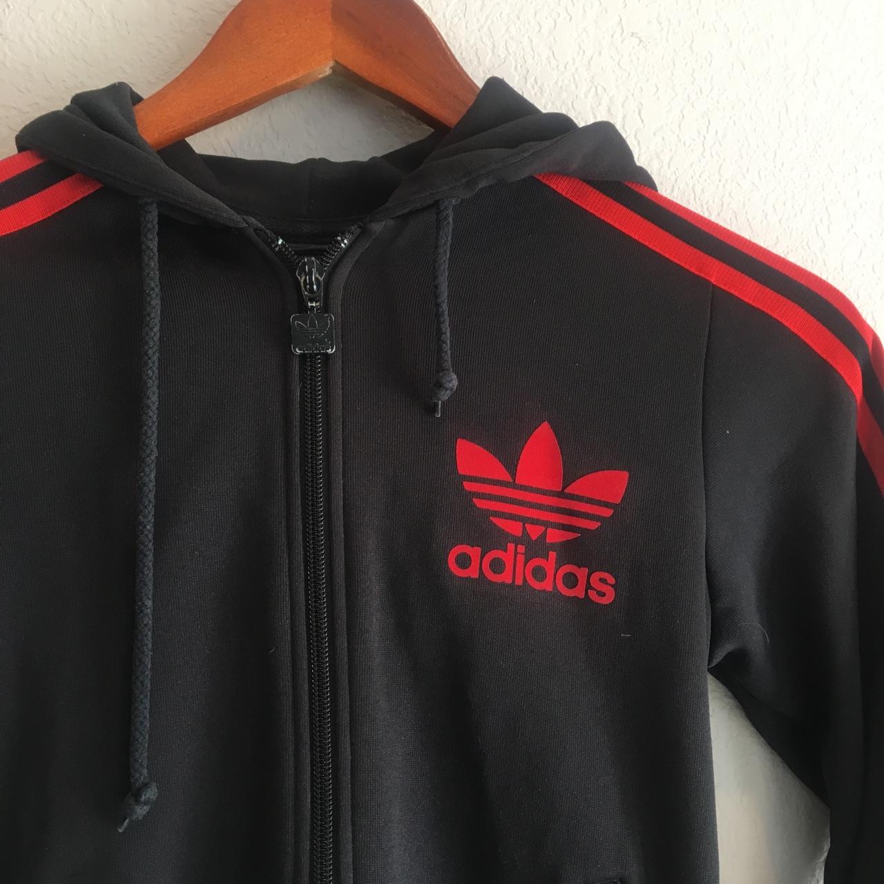 ADIDAS BLACK AND RED SUPERSTAR TRACK JACKET Depop